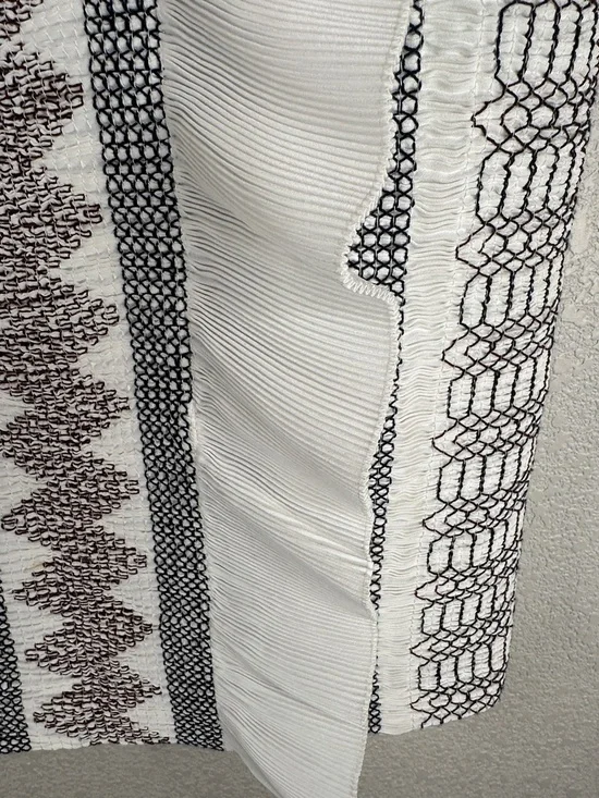 Tory Burch White Black Brown Ruffle Classic Career Modern Minimalist Skirt Sz 10 - Picture 3 of 6